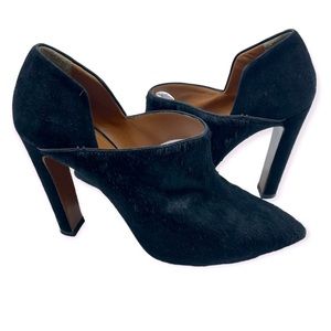 Calvin Kline black high heels suede and calf hair booties size 39/8